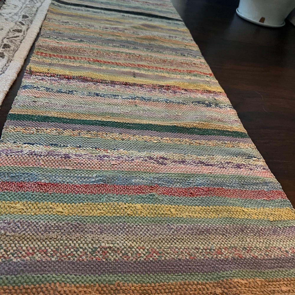 Vintage Folk Rag Runner Rug Long - Picture 3 of 5